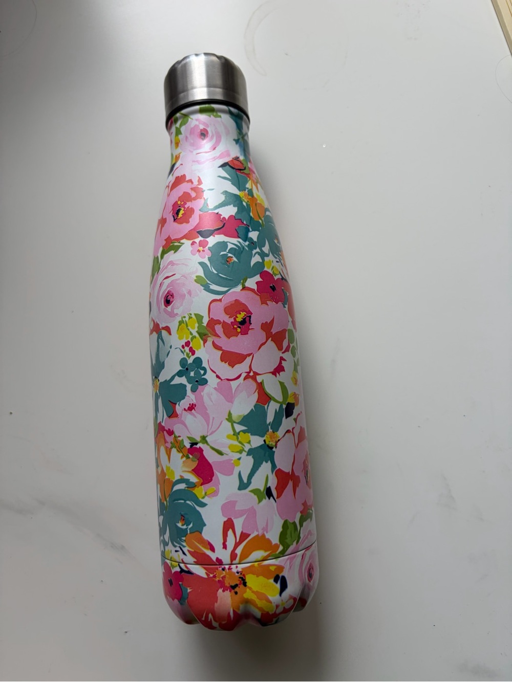 Floral Stainless Steel Insulated Water Bottle - Pink Teal Floral